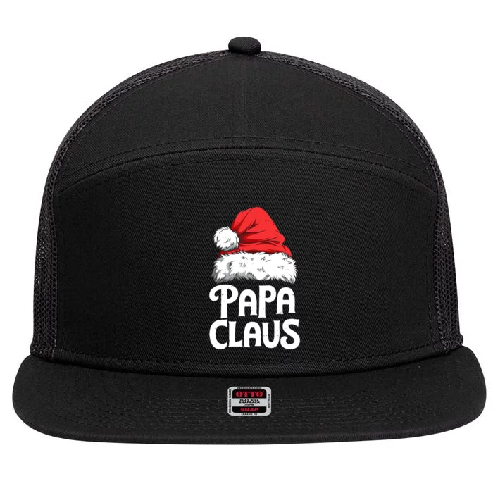 Papa Claus Christmas Dad Santa Family Matching Pajamas Xmas 7 Panel Mesh Trucker Snapback Hat