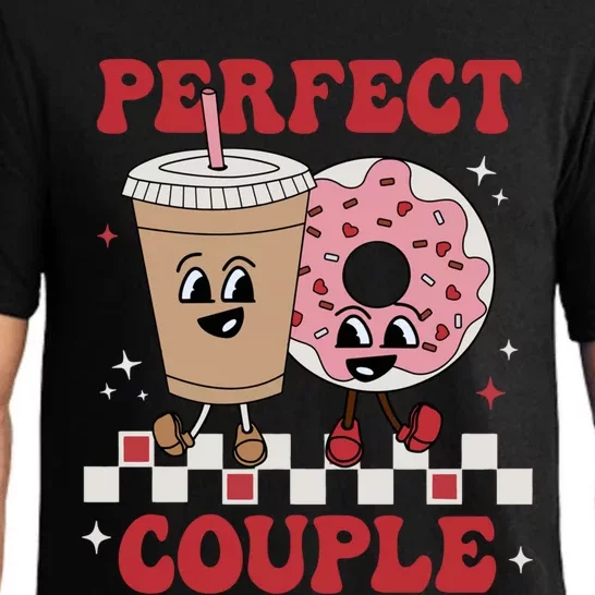 Perfect Couple Coffee Donut Groovy Retro Valentine's Day Great Gift Pajama Set