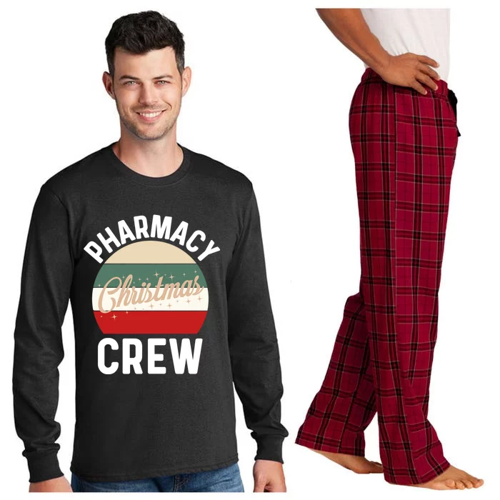 Pharmacy Christmas Crew Gift Retro Pharmacy Technician Gift Long Sleeve Pajama Set