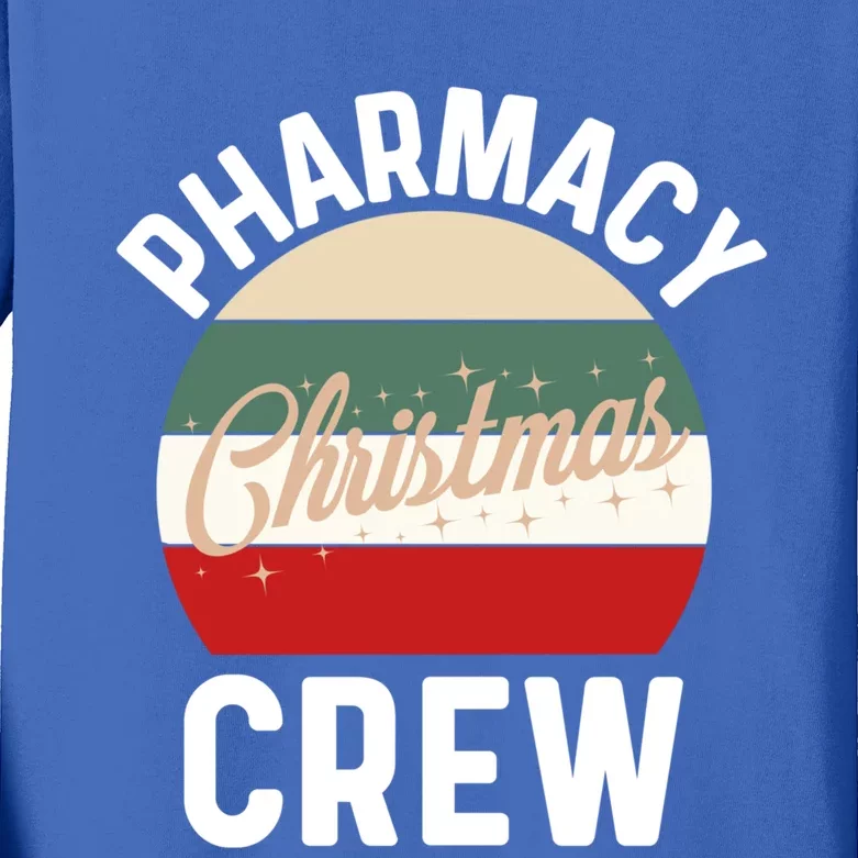 Pharmacy Christmas Crew Gift Retro Pharmacy Technician Gift Kids Long Sleeve Shirt