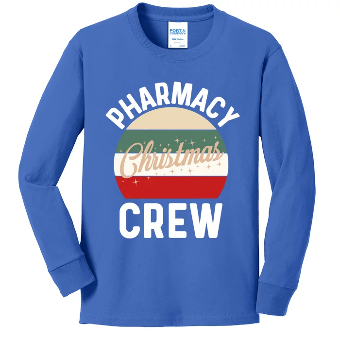 Pharmacy Christmas Crew Gift Retro Pharmacy Technician Gift Kids Long Sleeve Shirt