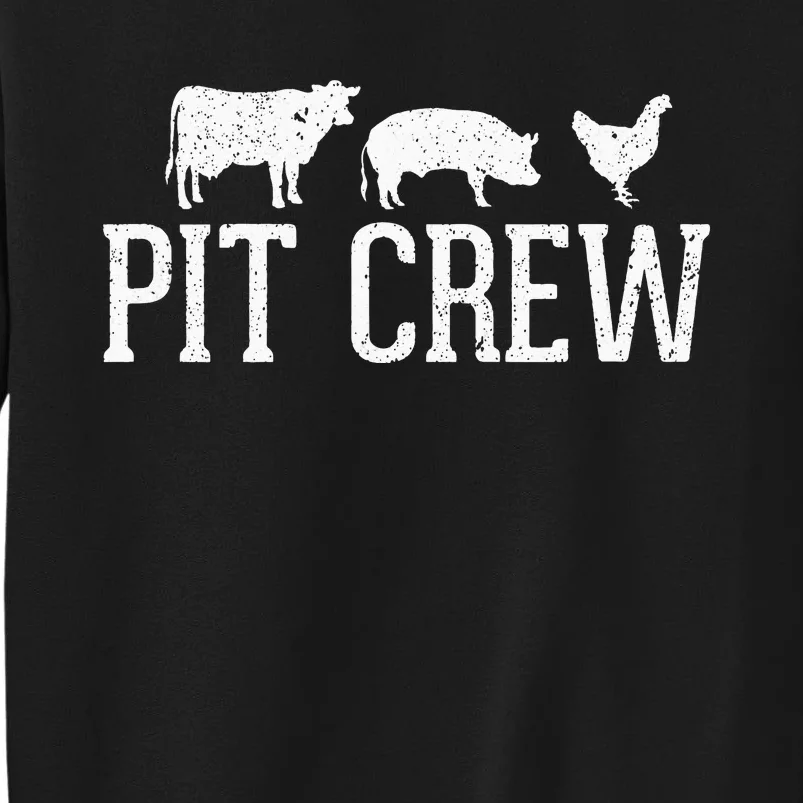 Pit Crew Cow Pig Chicken Barbecue Tall Sweatshirt