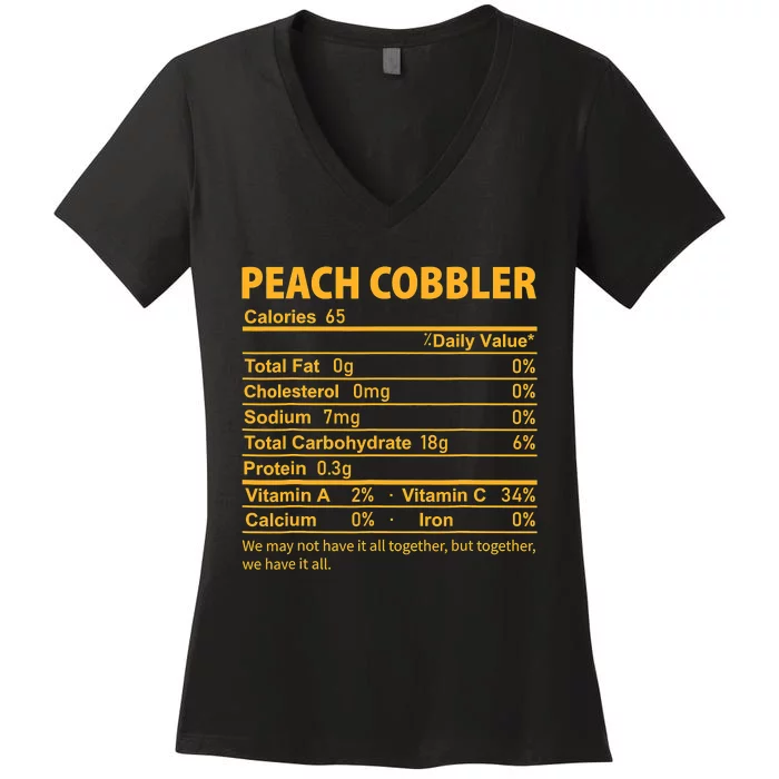 Peach Cobbler Costume Thanksgiving Food Nutrition Facts Women's V-Neck T-Shirt