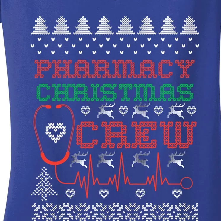 Pharmacy Christmas Cute Gift For Pharmacy Crew Ugly Pharmacist Great Gift Women's V-Neck T-Shirt