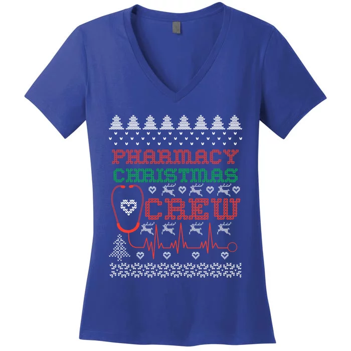 Pharmacy Christmas Cute Gift For Pharmacy Crew Ugly Pharmacist Great Gift Women's V-Neck T-Shirt