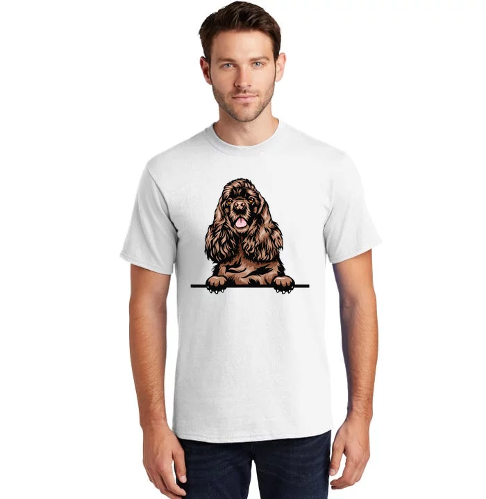 Peeking Chocolate Cocker Spaniel Dog Tall T-Shirt