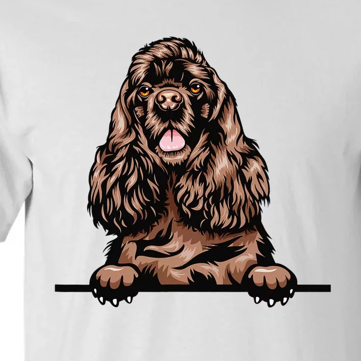 Peeking Chocolate Cocker Spaniel Dog Tall T-Shirt