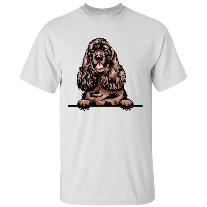 Peeking Chocolate Cocker Spaniel Dog Tall T-Shirt