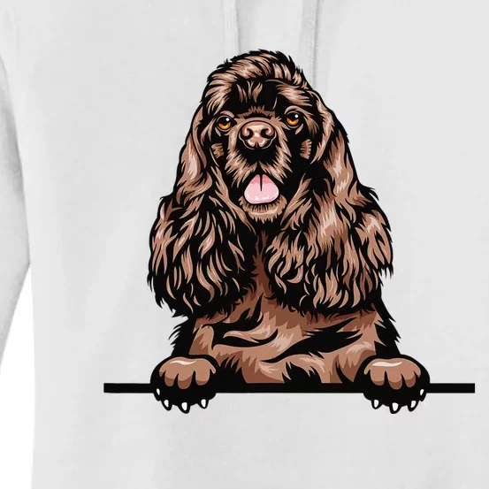 Peeking Chocolate Cocker Spaniel Dog Women's Pullover Hoodie