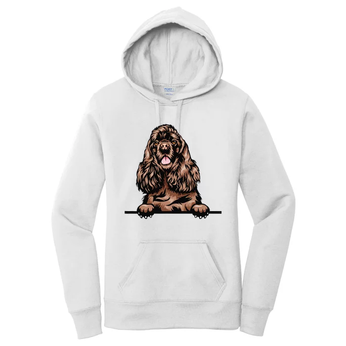 Peeking Chocolate Cocker Spaniel Dog Women's Pullover Hoodie