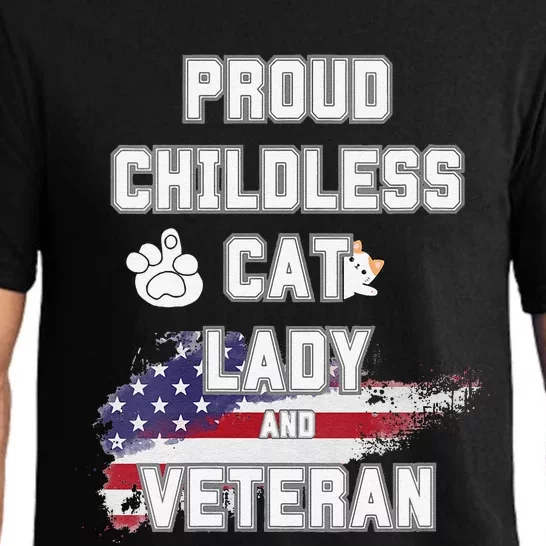 Proud Childless Cat Lady And Veteran Pajama Set