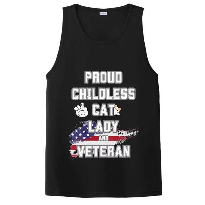 Proud Childless Cat Lady And Veteran Performance Tank