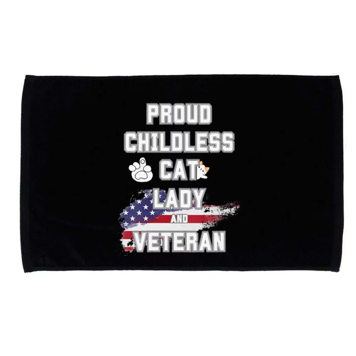 Proud Childless Cat Lady And Veteran Microfiber Hand Towel