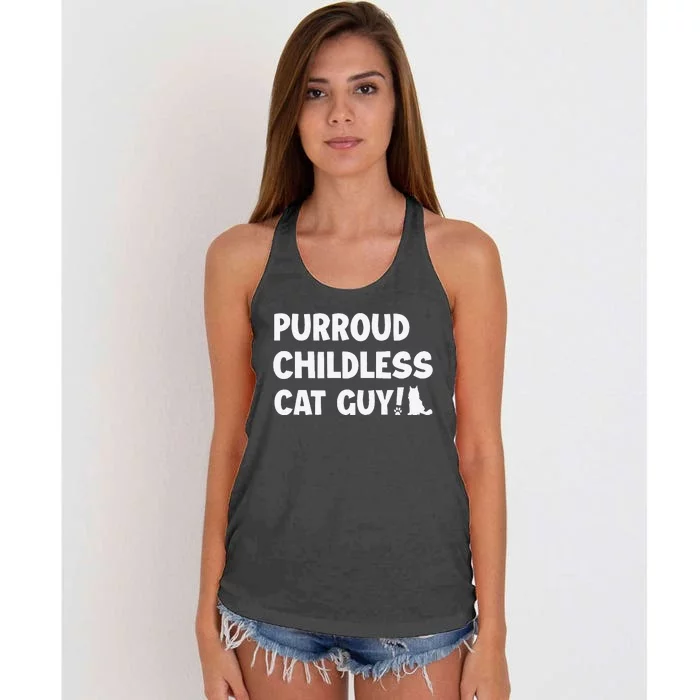 Purroud Childless Cat Guy Funny Voting For President 2024 Women's Knotted Racerback Tank