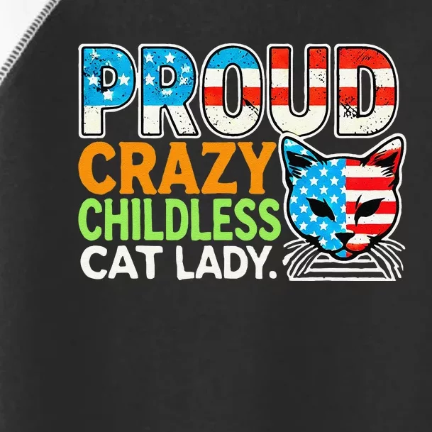 Proud Crazy Childless Cats Lady Cats Lover Usa Flag Toddler Fine Jersey T-Shirt