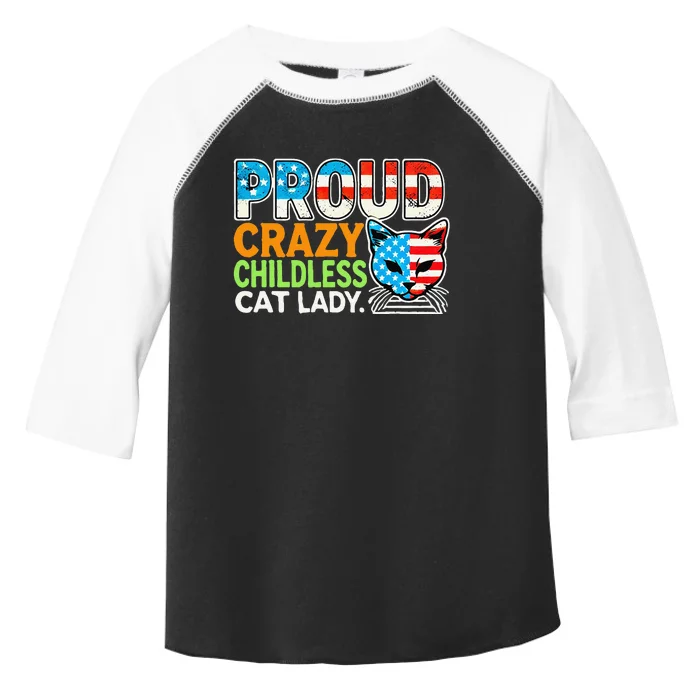 Proud Crazy Childless Cats Lady Cats Lover Usa Flag Toddler Fine Jersey T-Shirt