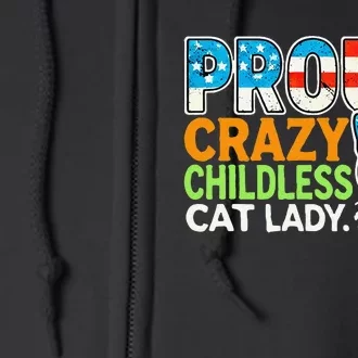 Proud Crazy Childless Cats Lady Cats Lover Usa Flag Full Zip Hoodie