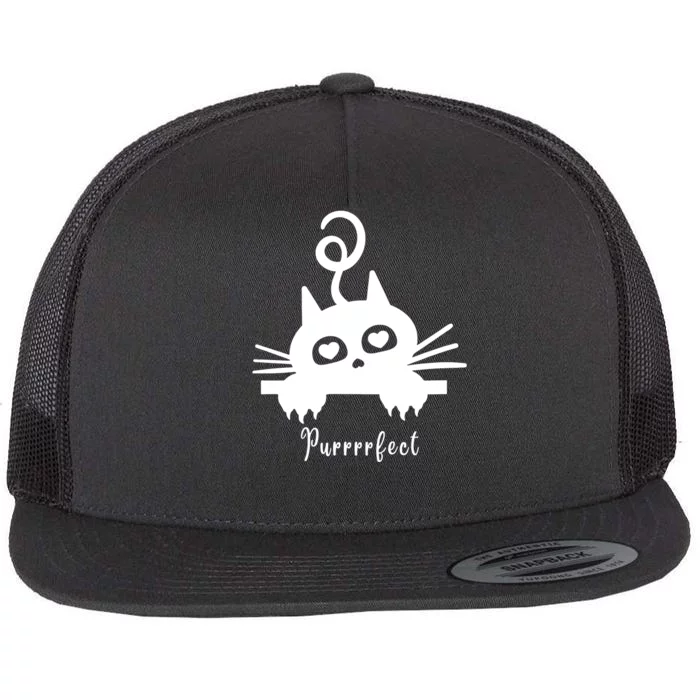 Purrrfect Cute Cat Flat Bill Trucker Hat