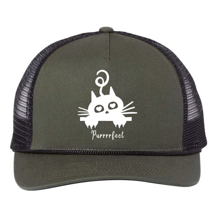 Purrrfect Cute Cat Retro Rope Trucker Hat Cap