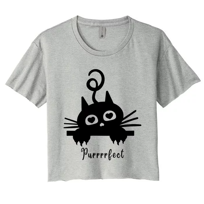 Purrrfect Cute Cat Women's Crop Top Tee