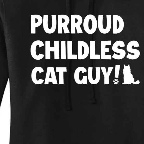 Purroud Childless Cat Guy Funny Voting For President 2024 Women's Pullover Hoodie