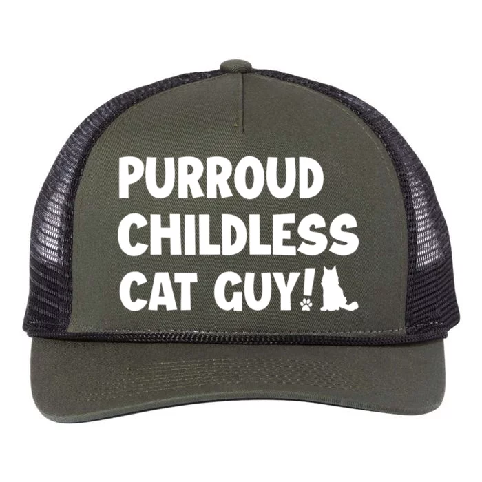 Purroud Childless Cat Guy Funny Voting For President 2024 Retro Rope Trucker Hat Cap