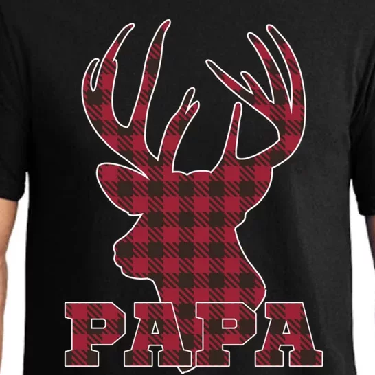 Papa Christmas Clothing Red Plaid Deer Meaningful Gift Gift Pajama Set