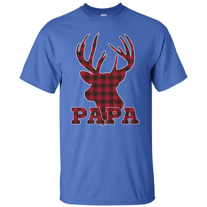 Papa Christmas Clothing Red Plaid Deer Meaningful Gift Gift Tall T-Shirt