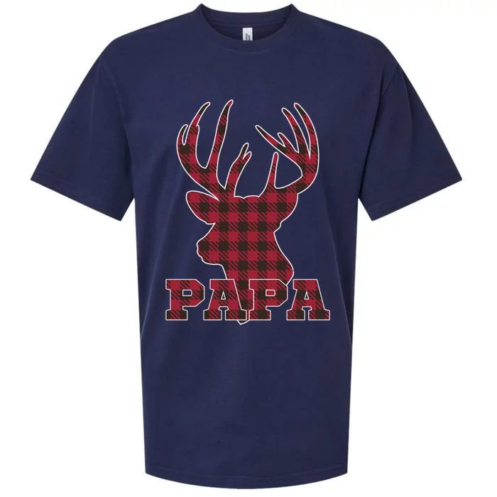 Papa Christmas Clothing Red Plaid Deer Meaningful Gift Gift Sueded Cloud Jersey T-Shirt