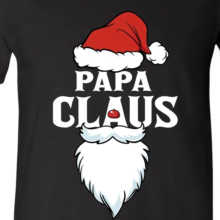 Papa Claus Christmas Lights Pajama Family Matching V-Neck T-Shirt