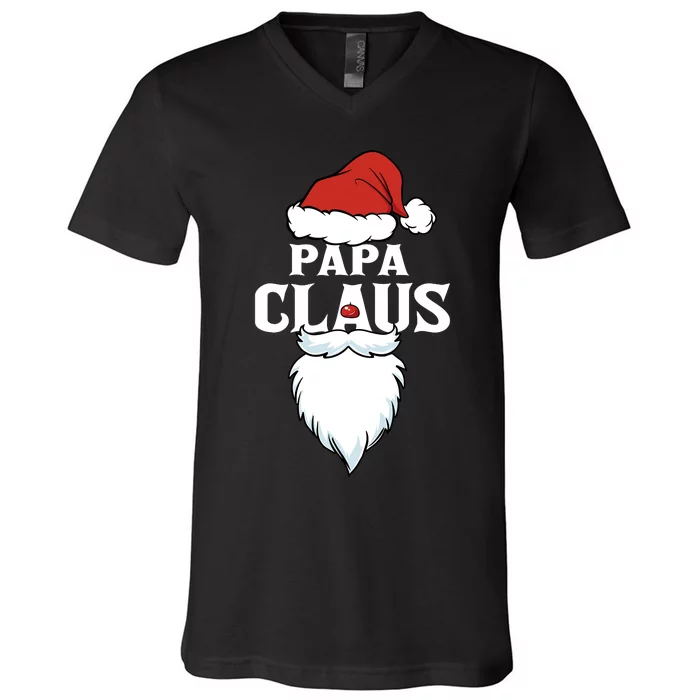 Papa Claus Christmas Lights Pajama Family Matching V-Neck T-Shirt