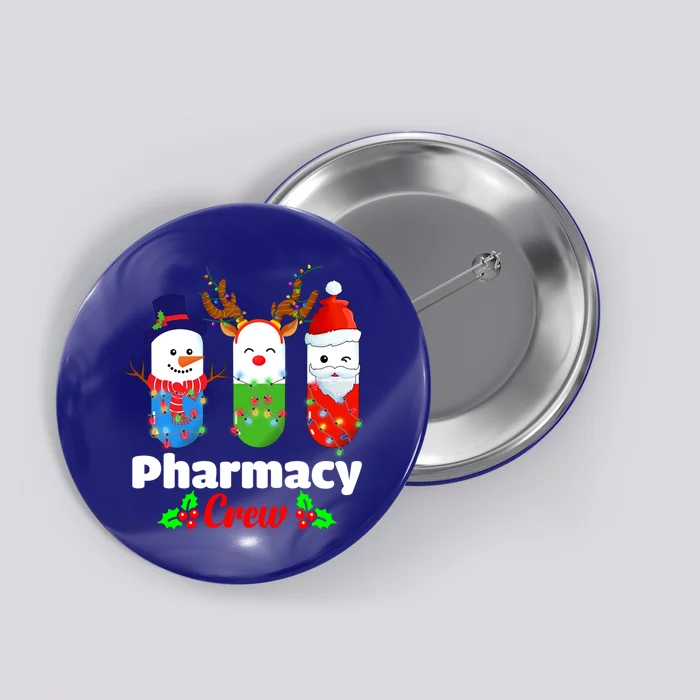 Pharmacy Crew Christmas Pills Snow Reindeer Santa Claus Gift Button