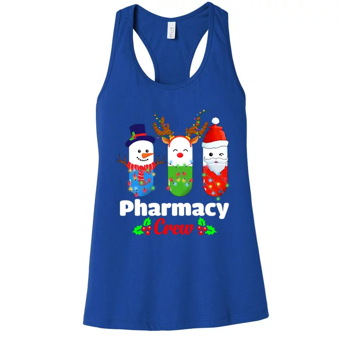 Pharmacy Crew Christmas Pills Snow Reindeer Santa Claus Gift Women's Racerback Tank