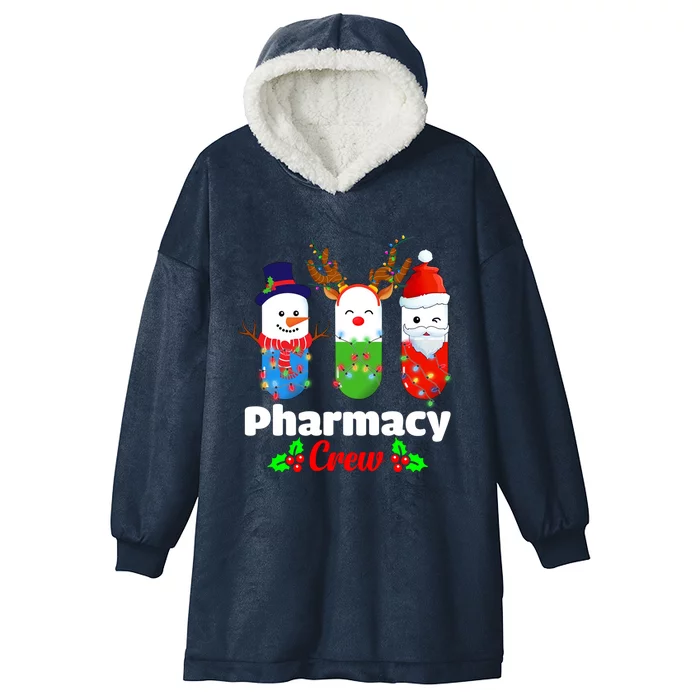 Pharmacy Crew Christmas Pills Snow Reindeer Santa Claus Gift Hooded Wearable Blanket