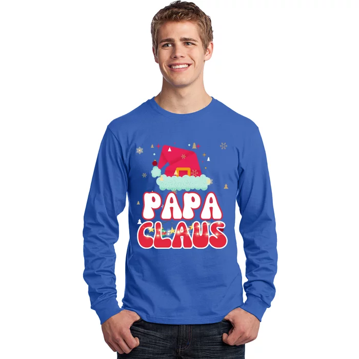 Papa Claus Christmas Lights Pajama Family Matching Gift Long Sleeve Shirt