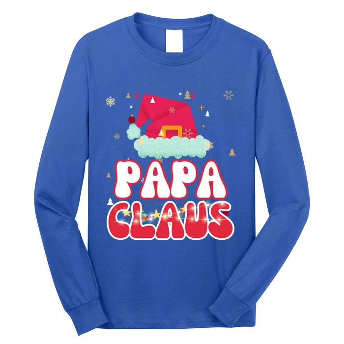 Papa Claus Christmas Lights Pajama Family Matching Gift Long Sleeve Shirt