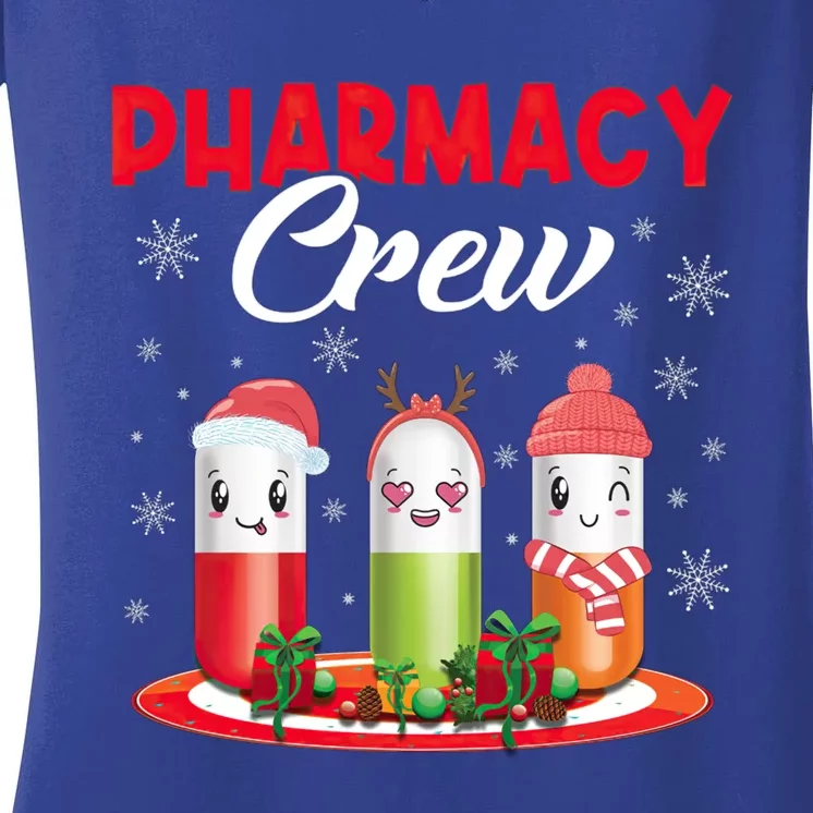 Pharmacy Crew Christmas Pills Snow Reindeer Santa Claus Meaningful Gift Women's V-Neck T-Shirt