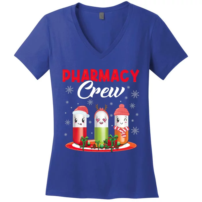 Pharmacy Crew Christmas Pills Snow Reindeer Santa Claus Meaningful Gift Women's V-Neck T-Shirt