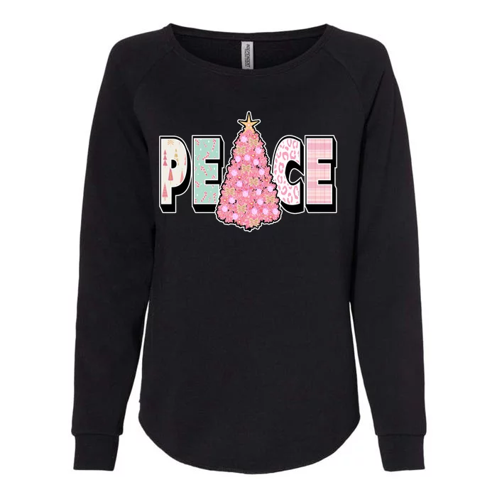 Peace Christmas Cute Holiday Gift Womens California Wash Sweatshirt