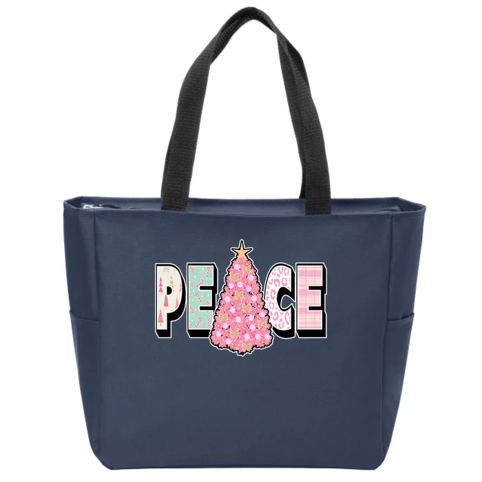 Peace Christmas Cute Holiday Gift Zip Tote Bag