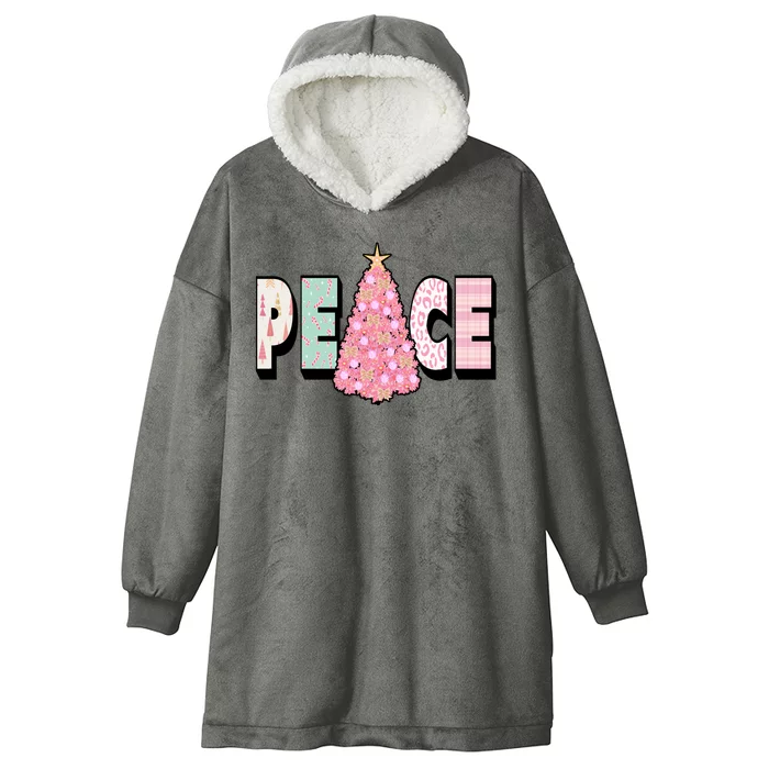 Peace Christmas Cute Holiday Gift Hooded Wearable Blanket