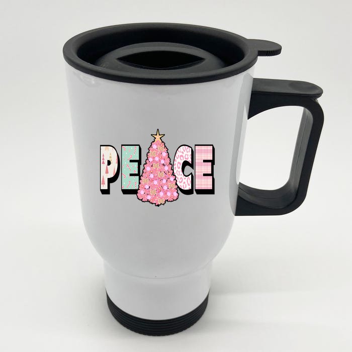 Peace Christmas Cute Holiday Gift Front & Back Stainless Steel Travel Mug