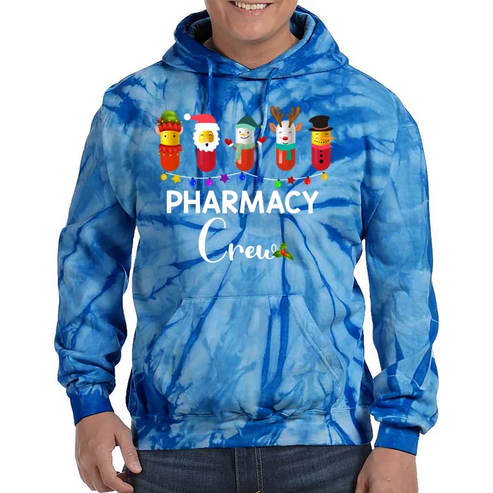 Pharmacy Crew Christmas Pills Snow Reindeer Santa Claus Gift Tie Dye Hoodie