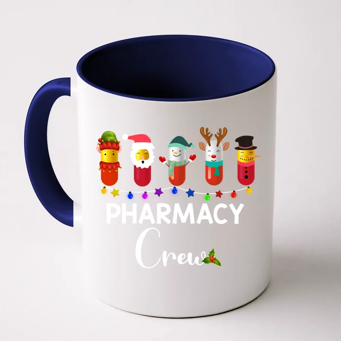 Pharmacy Crew Christmas Pills Snow Reindeer Santa Claus Gift Front & Back Coffee Mug