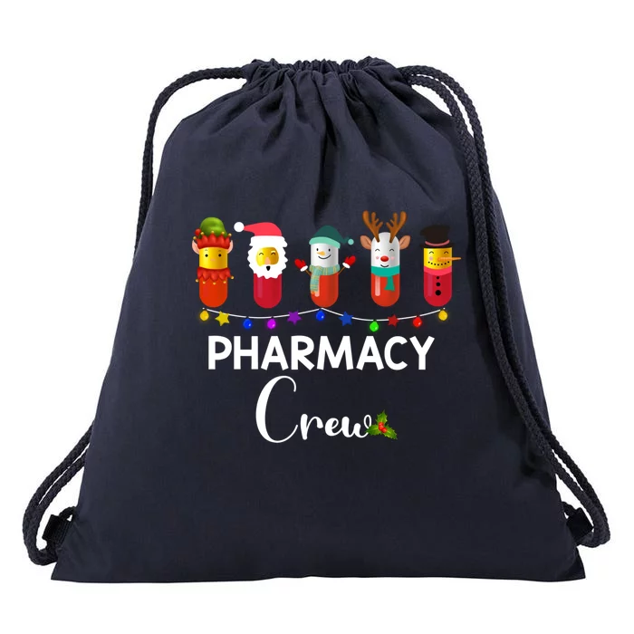 Pharmacy Crew Christmas Pills Snow Reindeer Santa Claus Gift Drawstring Bag