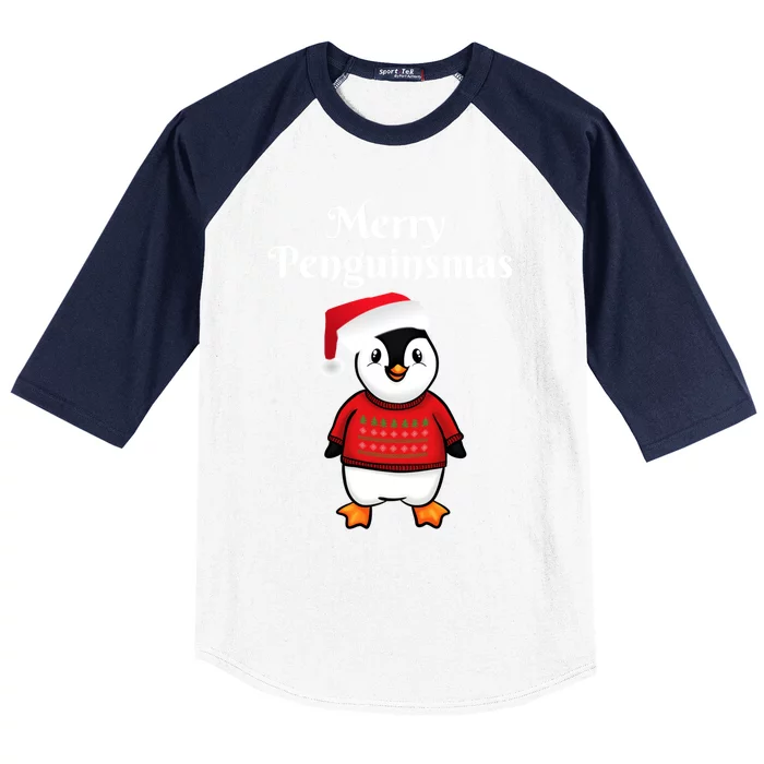 Penguin Christmas Cute Gift Baseball Sleeve Shirt