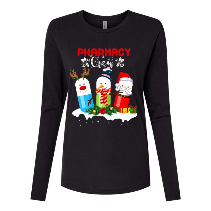 Pharmacy Crew Christmas Pills Snow Reindeer Santa Claus Gift Womens Cotton Relaxed Long Sleeve T-Shirt