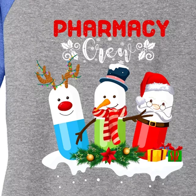 Pharmacy Crew Christmas Pills Snow Reindeer Santa Claus Gift Women's Tri-Blend 3/4-Sleeve Raglan Shirt