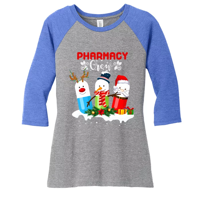 Pharmacy Crew Christmas Pills Snow Reindeer Santa Claus Gift Women's Tri-Blend 3/4-Sleeve Raglan Shirt