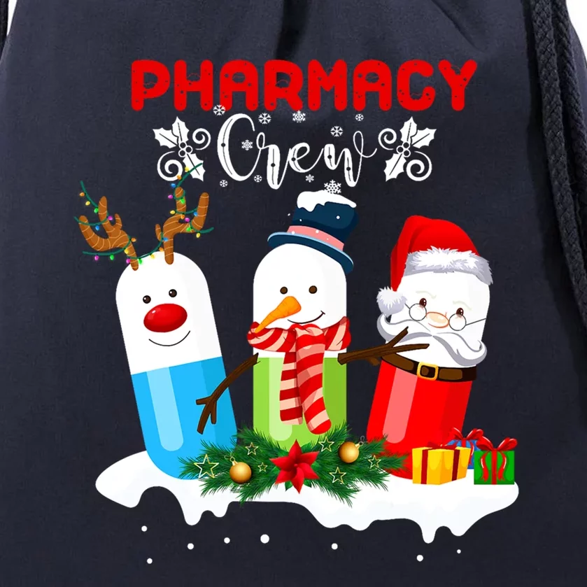 Pharmacy Crew Christmas Pills Snow Reindeer Santa Claus Gift Drawstring Bag